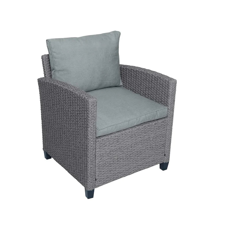 6-Piece Outdoor Patio Rattan Sofa Set with Dining Table, Chair, and Stools