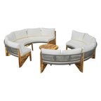 12-Seater Outdoor Acacia Wood Round Sectional Sofa Set with Coffee Table