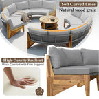 12-Seater Outdoor Acacia Wood Round Sectional Sofa Set with Coffee Table