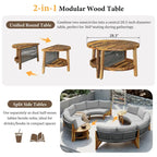 Canapé d'angle d'extérieur 12 places en bois d'acacia avec table basse