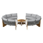 Canapé d'angle d'extérieur 12 places en bois d'acacia avec table basse