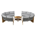 12-Seater Outdoor Acacia Wood Round Sectional Sofa Set with Coffee Table