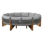 Canapé d'angle d'extérieur 12 places en bois d'acacia avec table basse