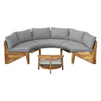 12-Seater Outdoor Acacia Wood Round Sectional Sofa Set with Coffee Table