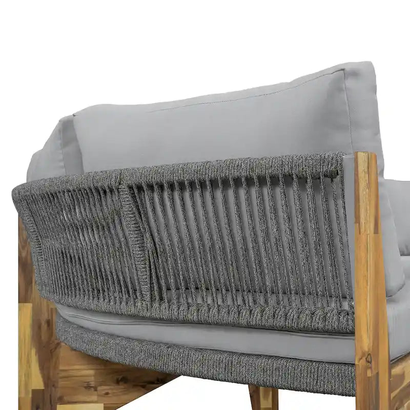 12-Seater Outdoor Acacia Wood Round Sectional Sofa Set with Coffee Table