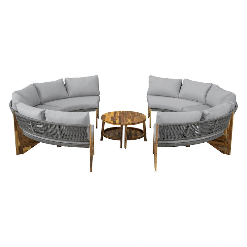 Ensemble de jardin 6 places avec coussins et 1 table basse