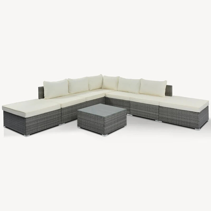 8-Pieces Patio Conversation Sofa Set with Table