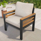 4-Piece Outdoor Sofa Set for 5 with Solid Wood Coffee Table and Removable Cushions