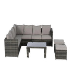 6-Piece All Weather Wicker Rattan Outdoor Sofa Conversation Set with Glass Table, Cushions and Pillows