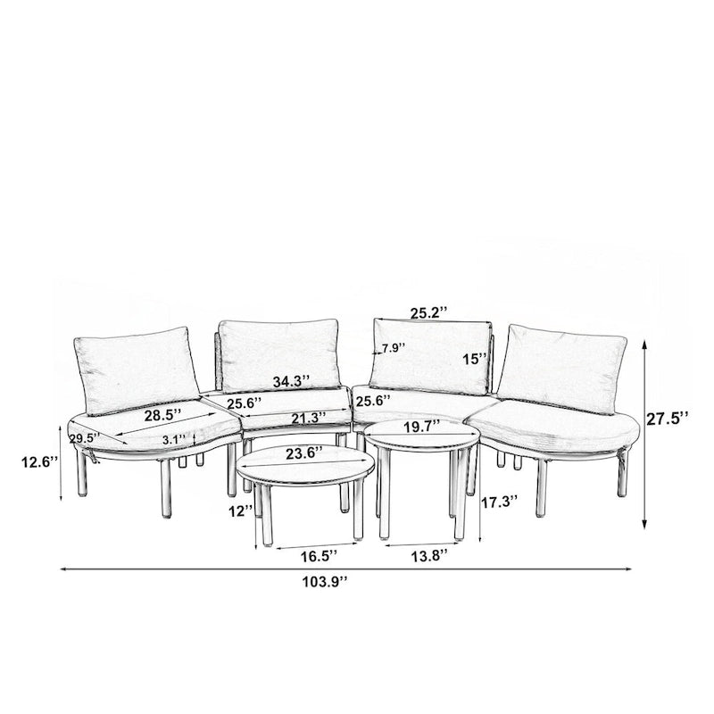 Ensemble de 6 meubles de patio/salon de jardin