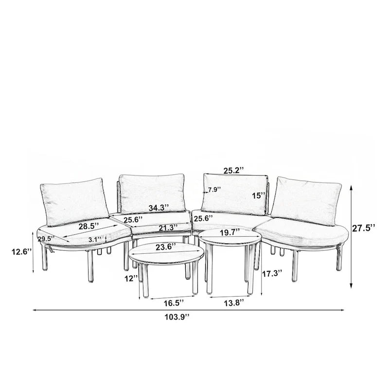 6-Piece Patio Sofa Furniture Set