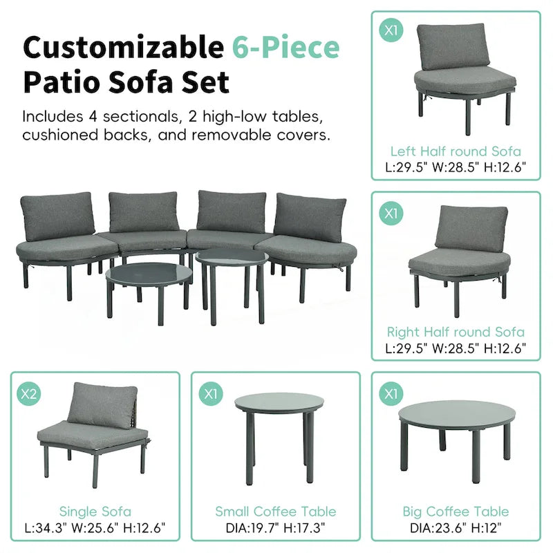 6-Piece Patio Sofa Furniture Set
