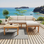 Outdoor 3-piece Acacia Wood and Rope Patio Sofa Set