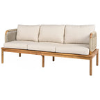 Ensemble de canapés de patio 3 pièces en bois d'acacia et corde pour l'extérieur
