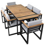 Ensemble de salle à manger d'extérieur 7 pièces avec table et chaises de patio et coussins amovibles