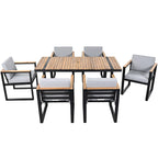 Ensemble de salle à manger d'extérieur 7 pièces avec table et chaises de patio et coussins amovibles