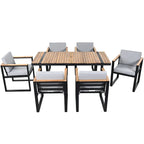 7-Pieces Outdoor Dining Set Patio Dining Table and Chair Set with and Removable Cushions