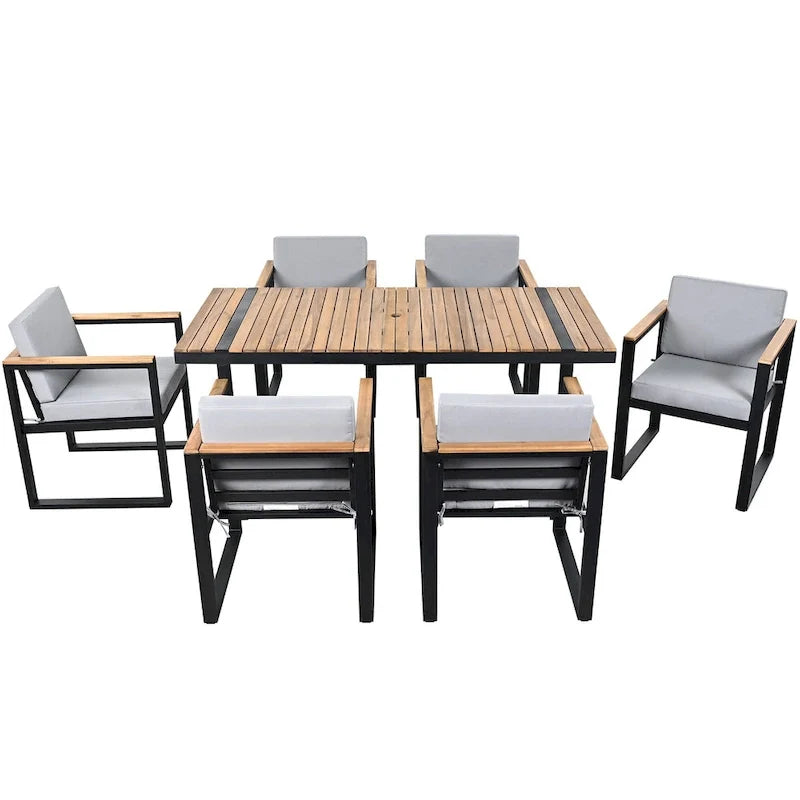 7-Pieces Outdoor Dining Set Patio Dining Table and Chair Set with and Removable Cushions