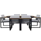 Ensemble de salle à manger d'extérieur 7 pièces avec table et chaises de patio et coussins amovibles