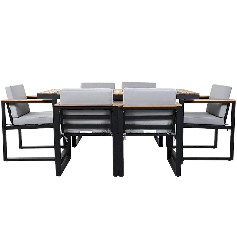 7-Pieces Outdoor Dining Set Patio Dining Table and Chair Set with and Removable Cushions