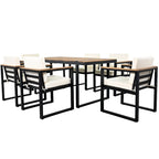 Ensemble de salle à manger d'extérieur 7 pièces avec table et chaises de patio et coussins amovibles