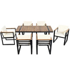 7-Pieces Outdoor Dining Set Patio Dining Table and Chair Set with and Removable Cushions