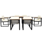 Ensemble de salle à manger d'extérieur 7 pièces avec table et chaises de patio et coussins amovibles
