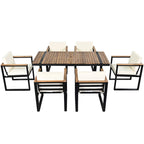 Ensemble de salle à manger d'extérieur 7 pièces avec table et chaises de patio et coussins amovibles