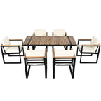 7-Pieces Outdoor Dining Set Patio Dining Table and Chair Set with and Removable Cushions