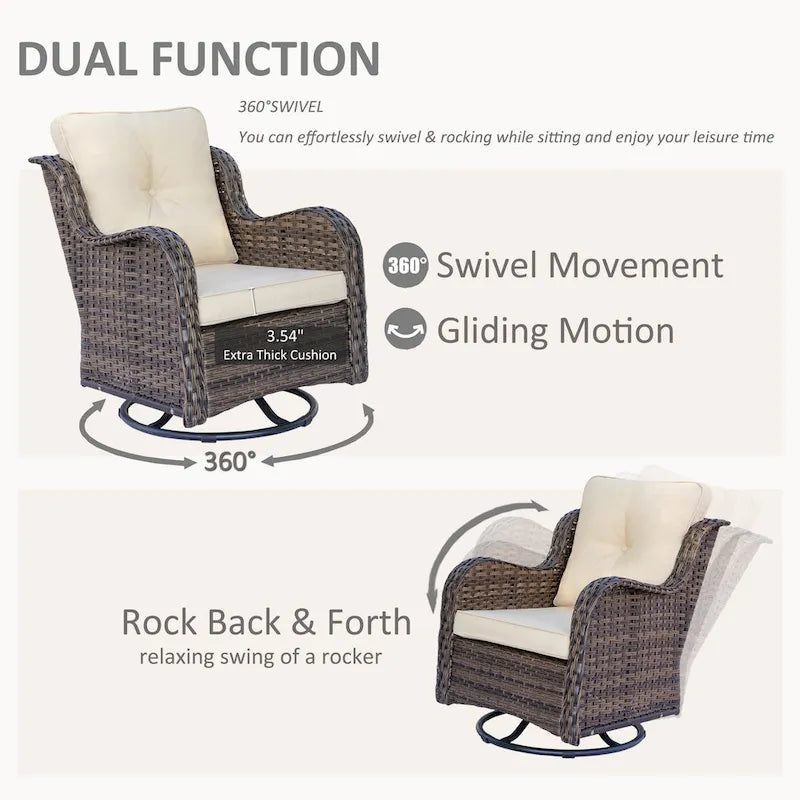 12 Piece Wicker Outdoor Patio Furniture Sets with Swivel Rocker Chairs