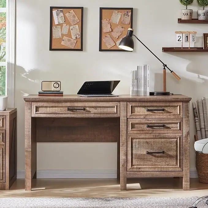 Bureau de style « ferme moderne », bureau d'ordinateur avec meuble de classement
