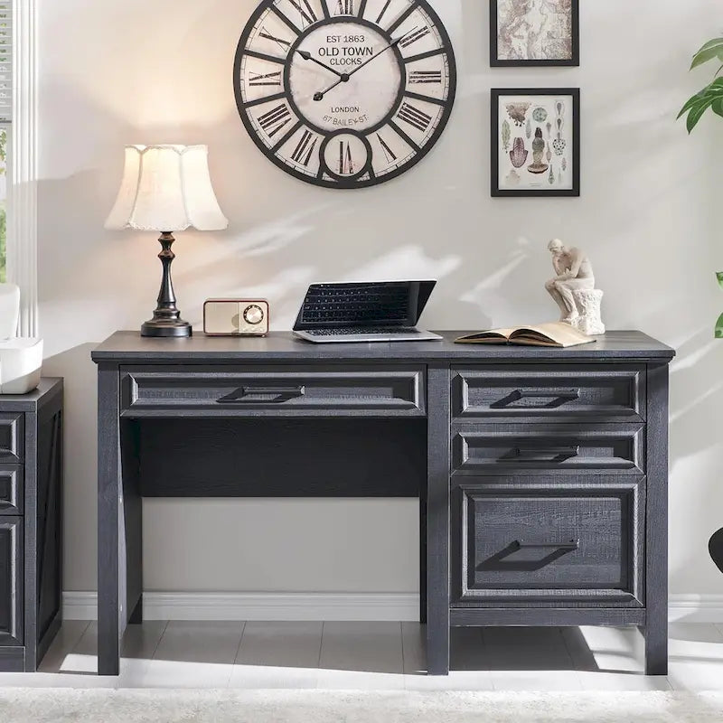 Bureau de style « ferme moderne », bureau d'ordinateur avec meuble de classement