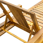 Wood Adjustable Backrest Outdoor Lounge Chair, Suitable for Gardens, Terraces and Poolside Areas