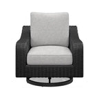 Fauteuil de jardin pivotant Tira 96,5 cm, rembourré, résine, noir, gris