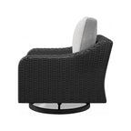 Fauteuil de jardin pivotant Tira 96,5 cm, rembourré, résine, noir, gris