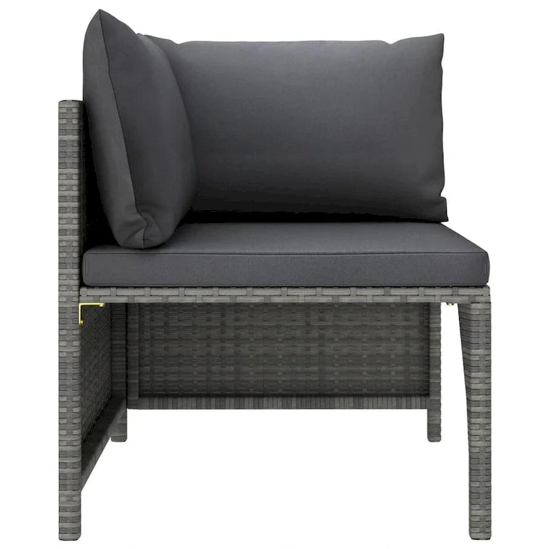 Ensemble de canapés modulaires d'extérieur Avio 7 pièces avec pouf, en résine tressée gris foncé