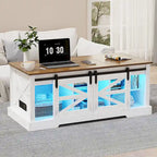 Lift Top Led Coffee Table With Sliding Barn Door