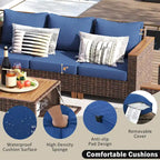 8-Piece Patio Furniture Set with Storage Table and Rattan Swivel Rocking Chairs, Outdoor Wicker Conversation Set for Backyard