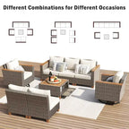 8-Piece Patio Furniture Set with Storage Table and Rattan Swivel Rocking Chairs, Outdoor Wicker Conversation Set for Backyard