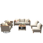 8-Piece Patio Furniture Set with Storage Table and Rattan Swivel Rocking Chairs, Outdoor Wicker Conversation Set for Backyard