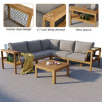 4 Pieces Outdoor Wood Sofa Set