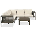 4 Pieces Outdoor Wood Sofa Set