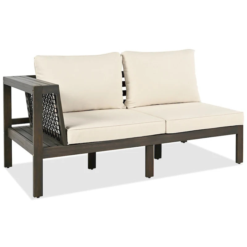 4 Pieces Outdoor Wood Sofa Set