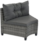 8-Piece Outdoor Patio Wicker Half-Moon Sectional Sofa Set with Rectangular Coffee Table