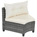 8-Piece Outdoor Patio Wicker Half-Moon Sectional Sofa Set with Rectangular Coffee Table