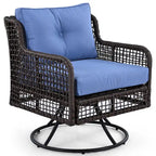 4-Pieces Outdoor Rattan Conversation Sofa Set with Swivel Chairs and Coffee Table