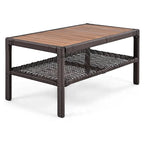 4-Pieces Outdoor Rattan Conversation Sofa Set with Swivel Chairs and Coffee Table