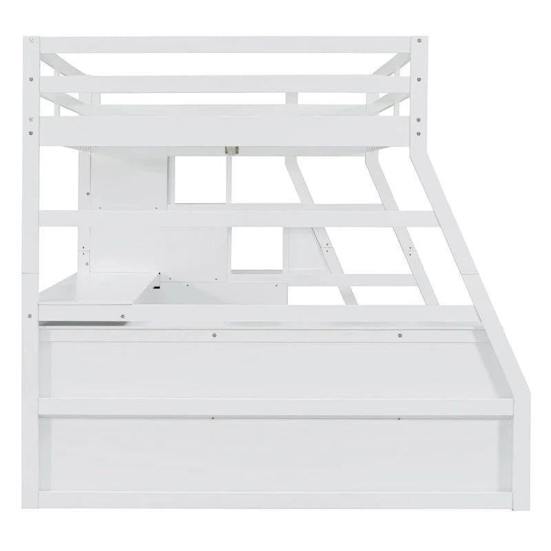 Lit mezzanine en pin avec bureau et rangements
