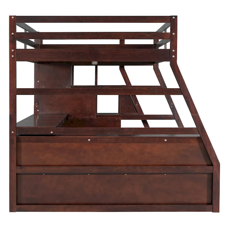 Lit mezzanine en pin avec bureau et rangements