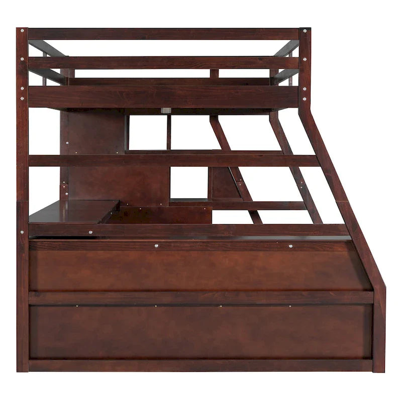 Lit mezzanine en pin avec bureau et rangements